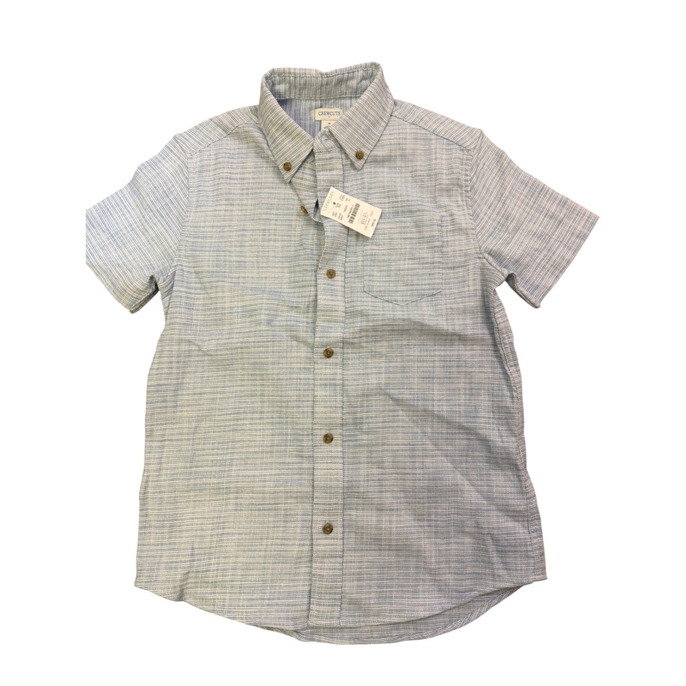 Crewcuts Outlet Dobby Shirt Boys Size 10 Light Blue Short Sleeve Button Down